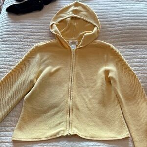 Talbots Yellow Hooded Zip-Up Sweater